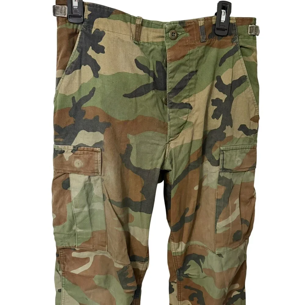 Men’s Woodland Camo Cargo Pants Military Army Utility Tactical Pants Medium